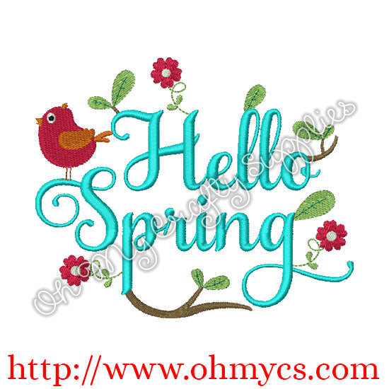 Hello Spring Embroidery Design