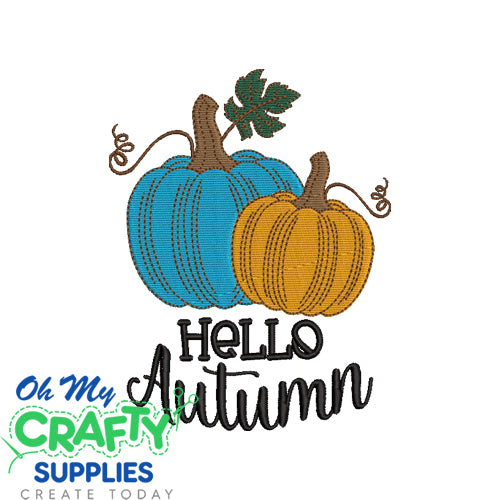 Hello Autumn Pumpkins Embroidery Design