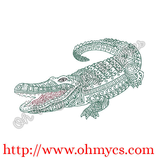 Henna Alligator Embroidery Design