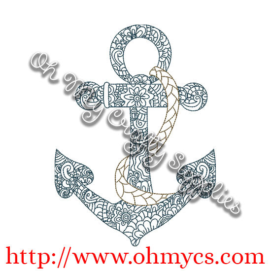 Henna Anchor Embroidery Design