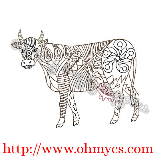 Henna Cow Embroidery Design