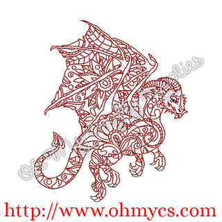 Henna Dragon Embroidery Design