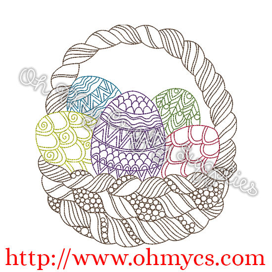 Henna Easter Egg Basket Embroidery Design