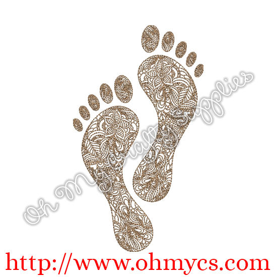 Henna Feet Print Embroidery Design