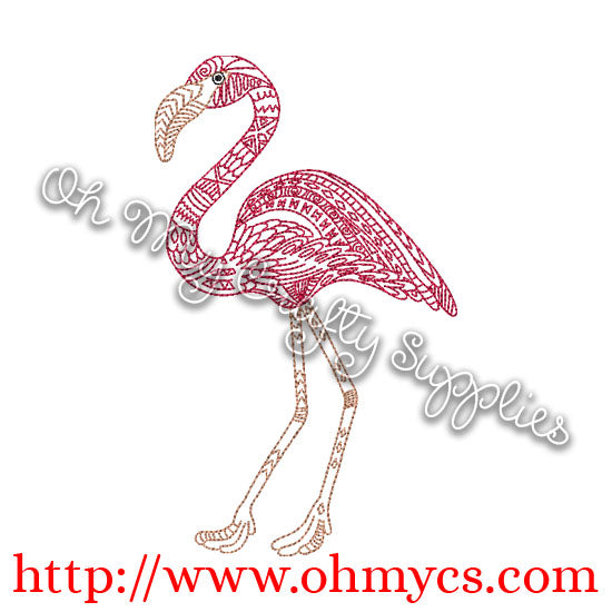 Henna Flamingo Embroidery Design