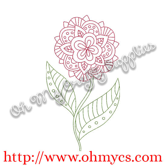 Henna Flower with Stem Embroidery Design