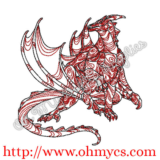 Henna Flying Dragon 3 Embroidery Design