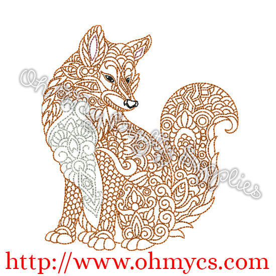 Henna Full Body Fox Embroidery Design