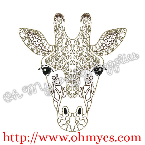 Henna Giraffe Head Embroidery Design