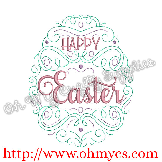 Henna Happy Easter Egg Embroidery Design