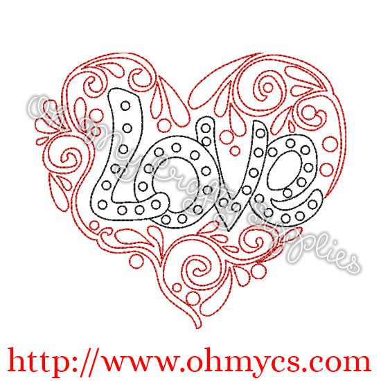 Henna Heart Love Embroidery Design