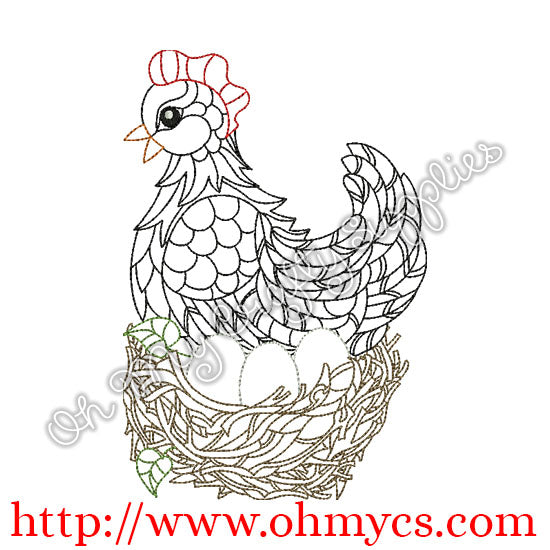 Henna Hen Embroidery Design