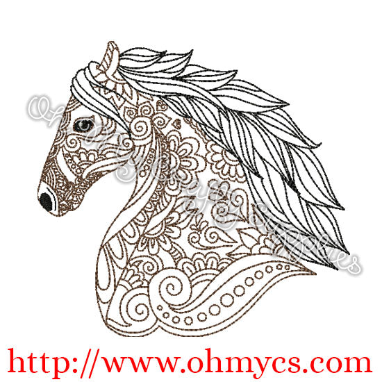 Henna Horse Head Embroidery Design