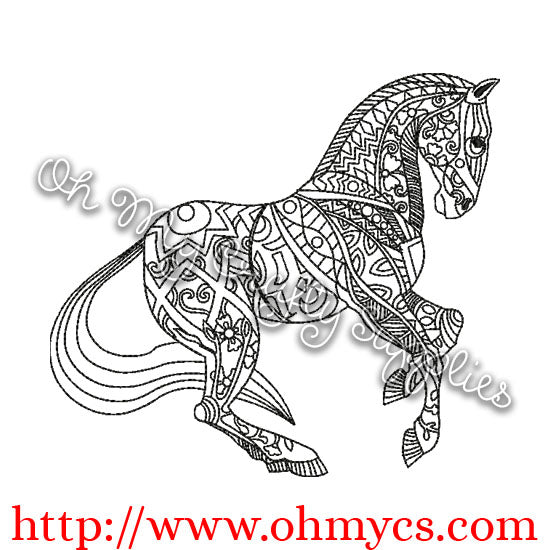Henna Horse Embroidery Design
