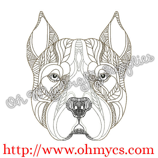 Henna Pit bull Embroidery Design