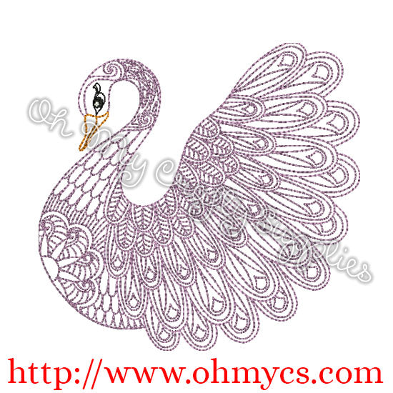 Henna Swan Embroidery Design