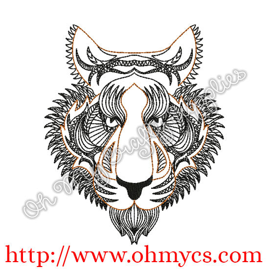 Henna Tiger Embroidery Design