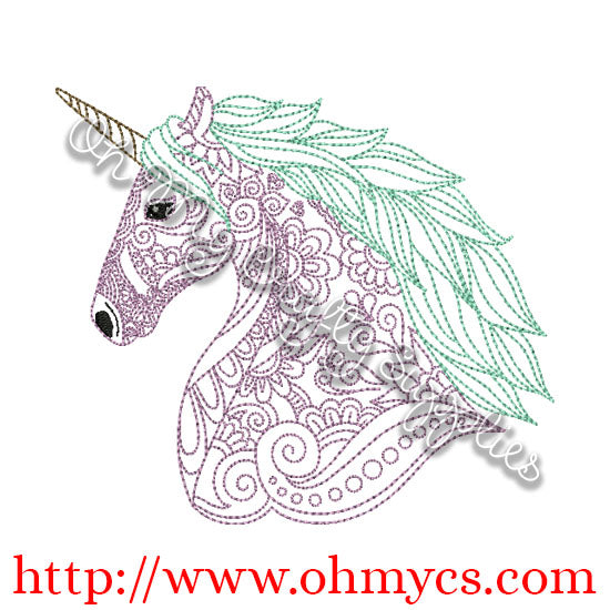 Henna Unicorn Embroidery Design