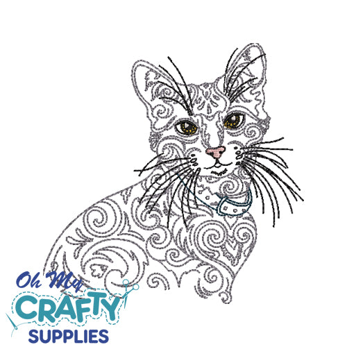 Henna Cat 81921 Embroidery Design