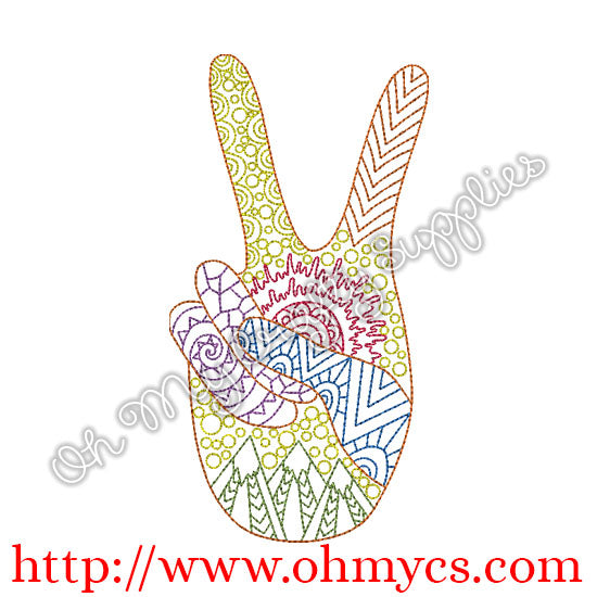 Henna Hippie Peace Sign Embroidery Design
