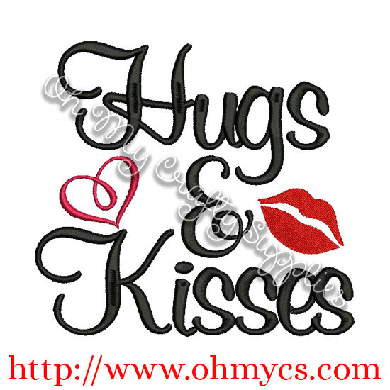 Hugs and Kisses Embroidery Design