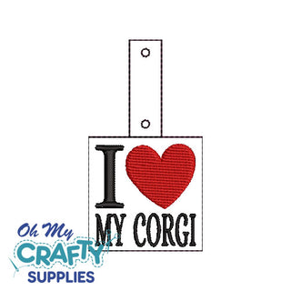 I Heart MY Corgi Key Fob Embroidery Design