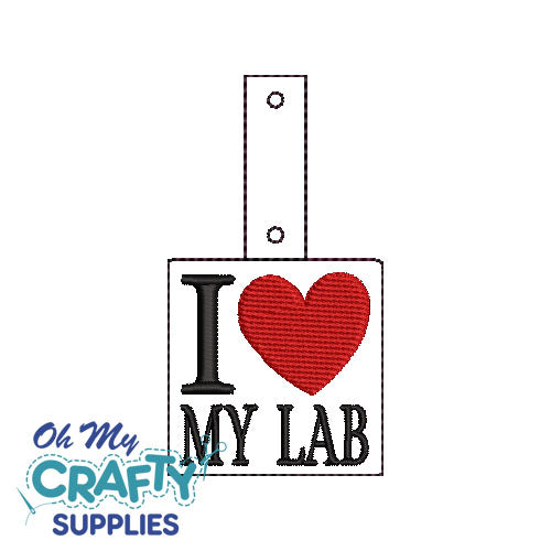 I Heart MY Lab Key Fob Embroidery Design