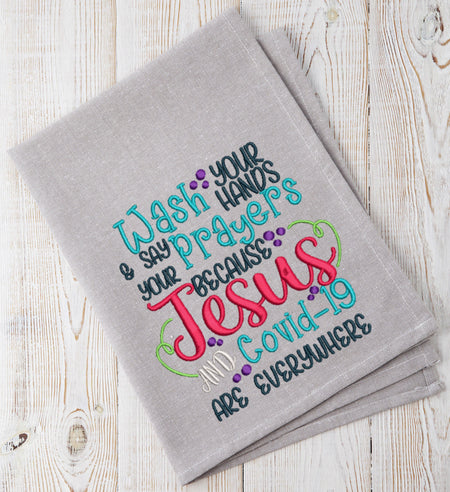Jesus and Covid Embroidery Design - Oh My Crafty Supplies Inc.