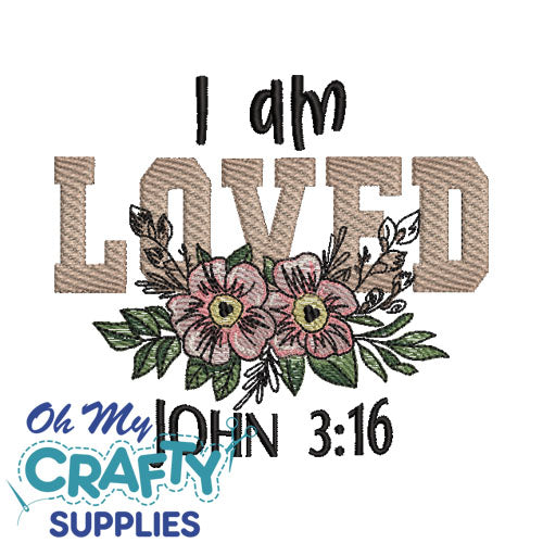 I am Loved John 3:16 Embroidery Design