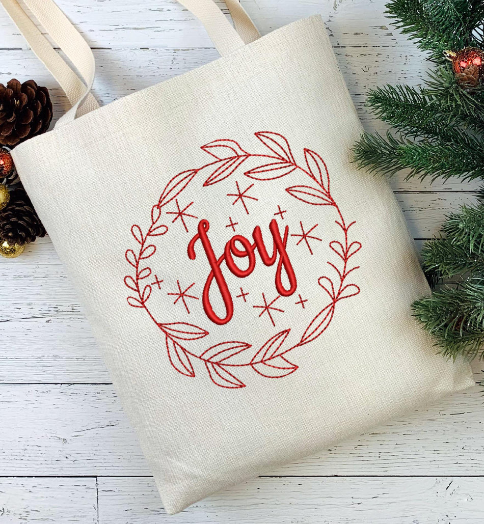 Joy Wreath 2020 Embroidery Design - Oh My Crafty Supplies Inc.