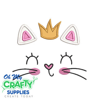 Kitten Face Crown Applique Design