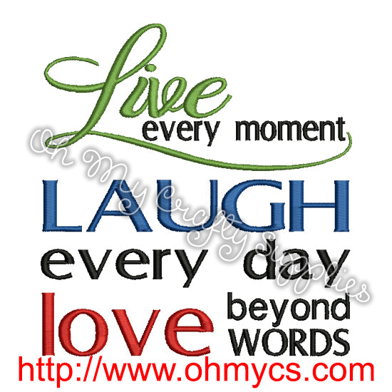 Live Laugh Love Embroidery Design