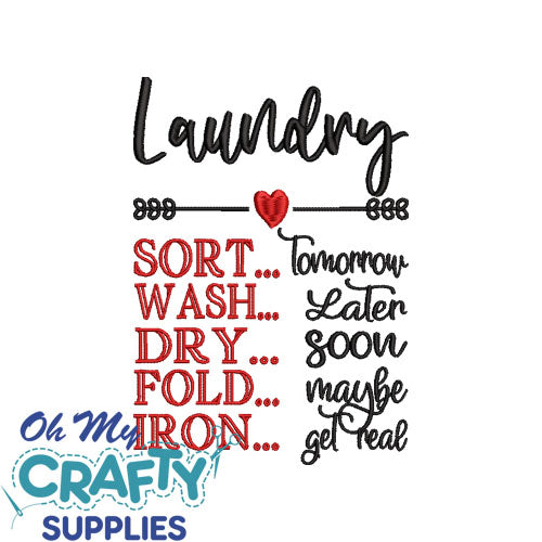 Laundry Get Real Embroidery Design