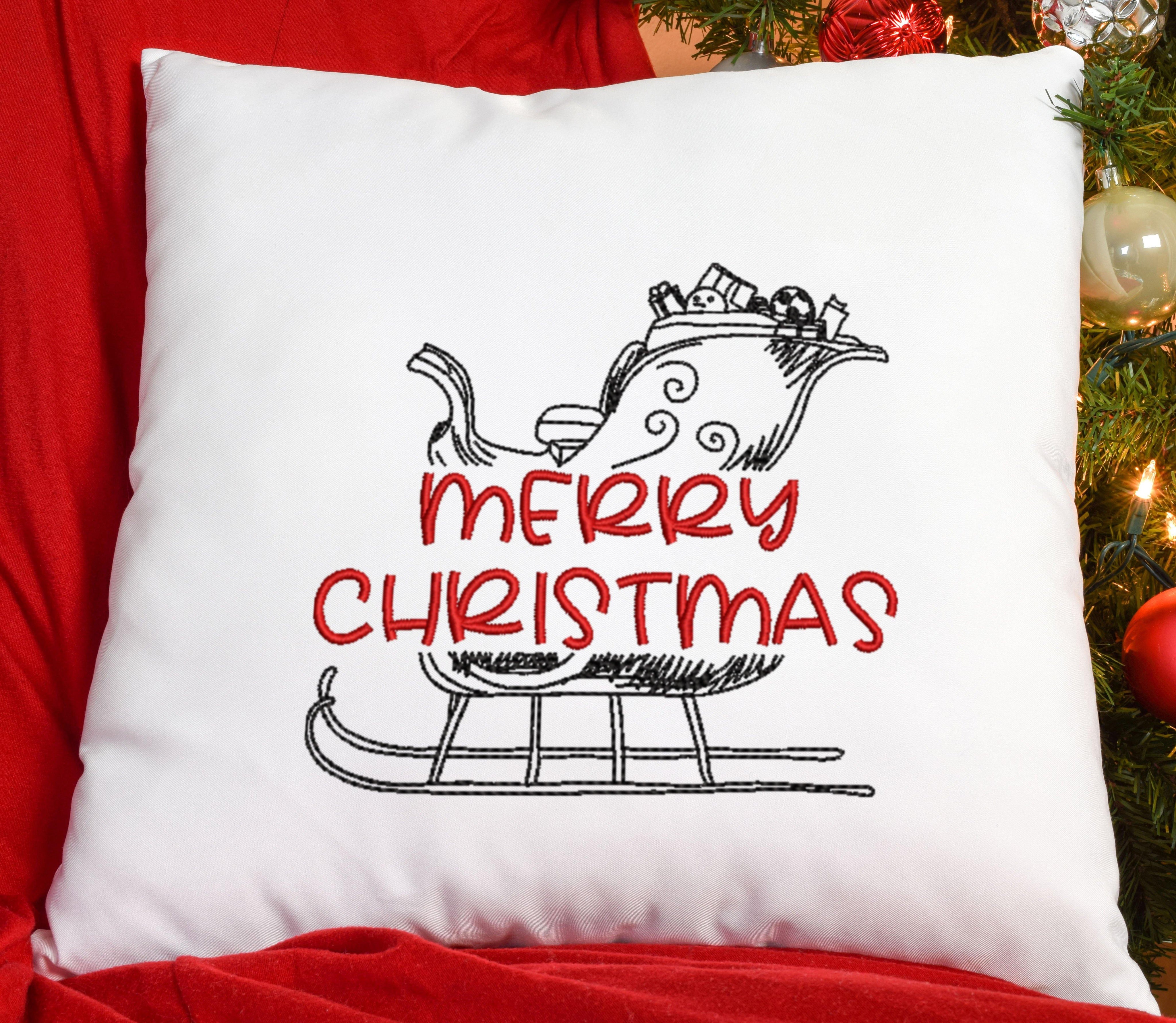 Merry Christmas Sleigh Embroidery Design - Oh My Crafty Supplies Inc.