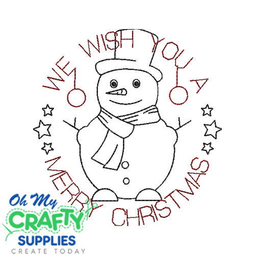 Merry Christmas Snowman 1130 Embroidery Design