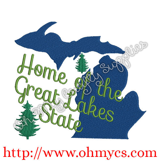 State of Michigan Embroidery Design