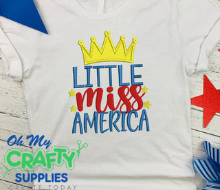 Little Miss America Applique Embroidery Design