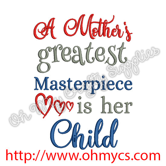 Mother's Masterpiece Child Embroidery Design