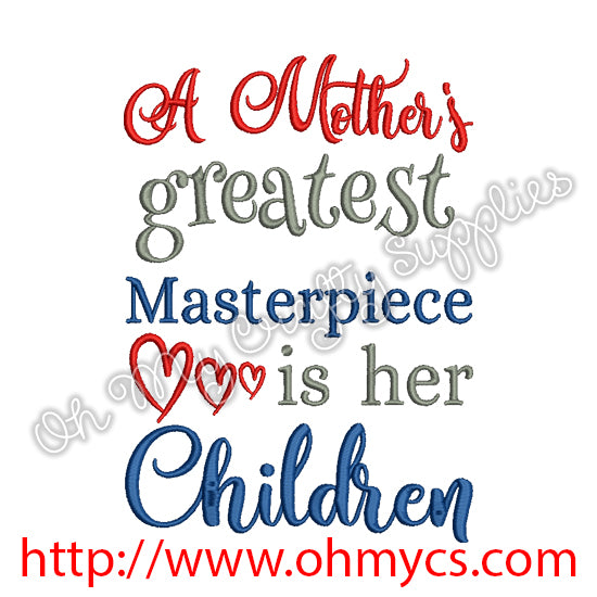 Mother's Masterpiece Children Embroidery Design