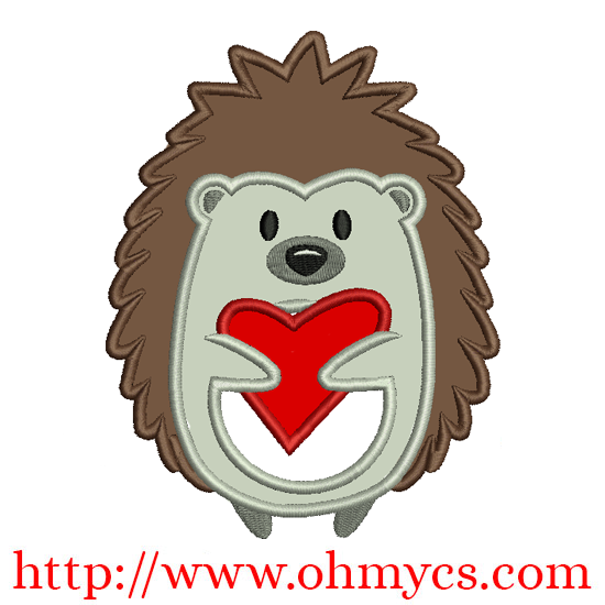 Valentine Hedgehog Embroidery Applique