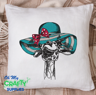Beach Hat Giraffe Embroidery Design