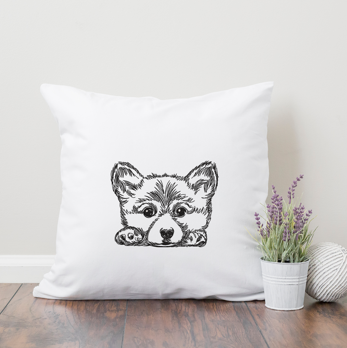 Corgi Puppy Sketch Face Embroidery Design - Oh My Crafty Supplies Inc.