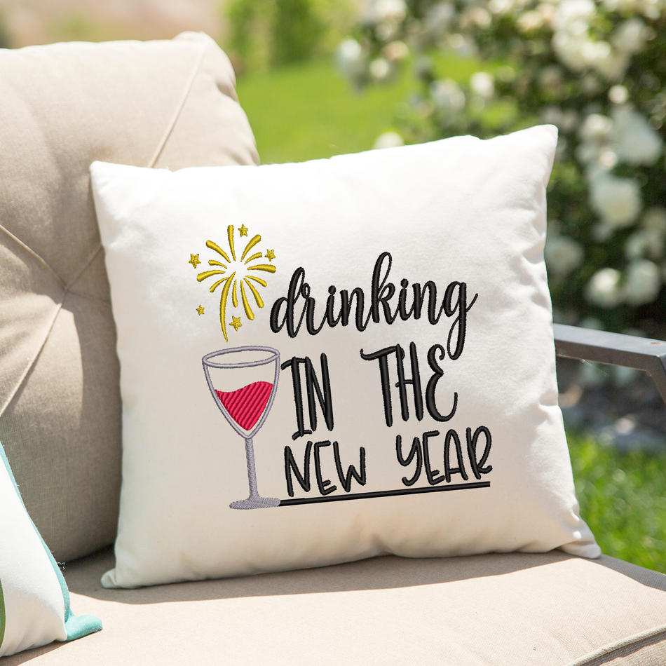 Drinking in the New Year 2021 Embroidery Design - Oh My Crafty Supplies Inc.