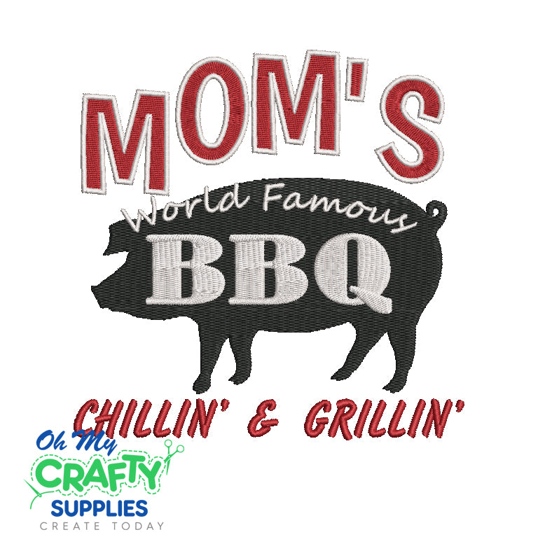 Mom's Famous BBQ 2021 Embroidery Design