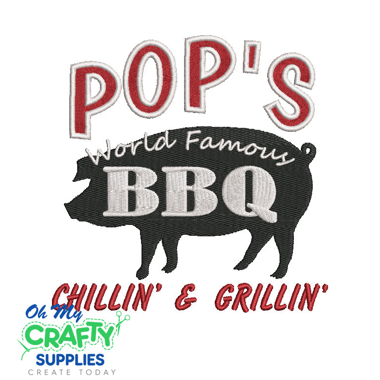 Pop's Famous BBQ 2021 Embroidery Design