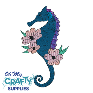 Blended Floral Seahorse 221 Embroidery Design