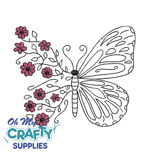 Floral Butterfly 228 Embroidery Design