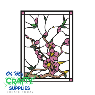 Cherry Blossom Stained Glass Embroidery Design
