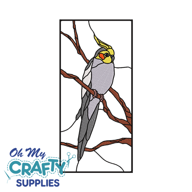 Cockatiel Bird Stained Glass Embroidery Design