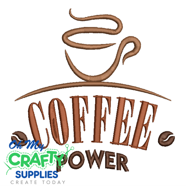 Coffee Power 813 Embroidery Design